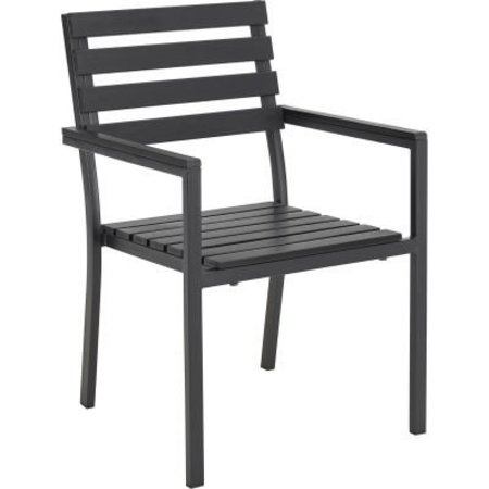 GEC Global Industrial Stackable Outdoor Dining Arm Chair, Black, 4 Pack 436985BK